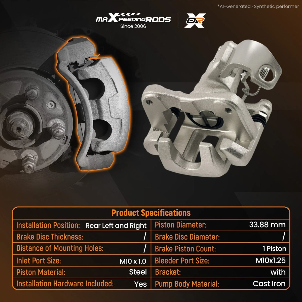 Set of 2 Rear Disc Brake Calipers for Acura EL (2001–2005) Ford RSX (2002–2006) 19-B2679