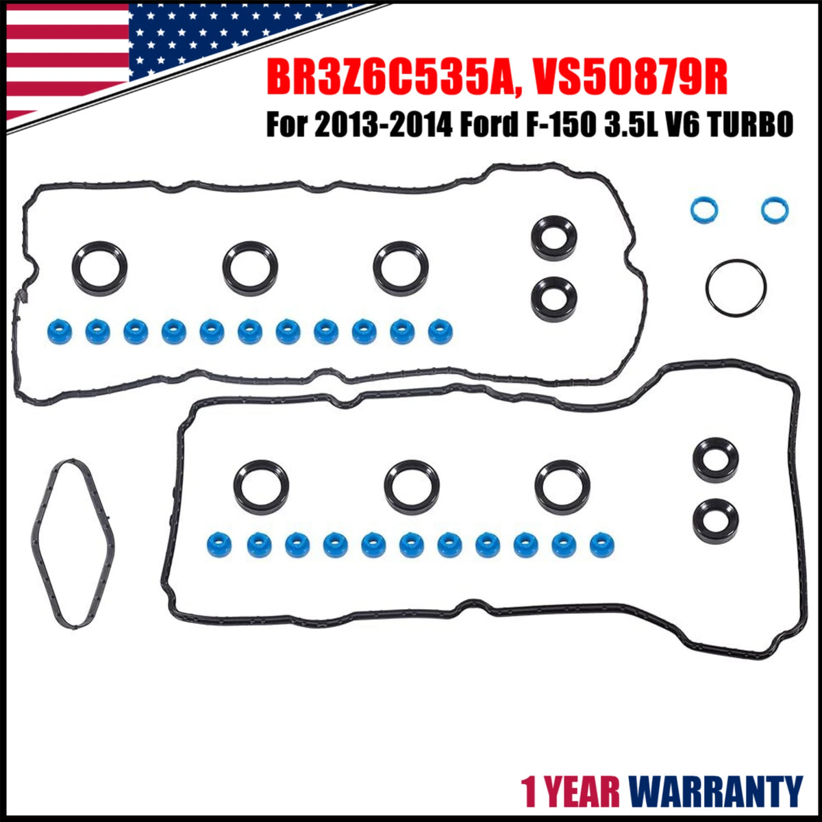 Set of 1 Valve Cover Gasket for Ford F-150, Expedition, Transit 250, 350 (3.5L V6 Turbo)
