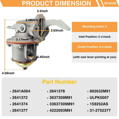 Fuel Lift Pump 2641A06 3637309M91 for Massey Ferguson 1014-1200