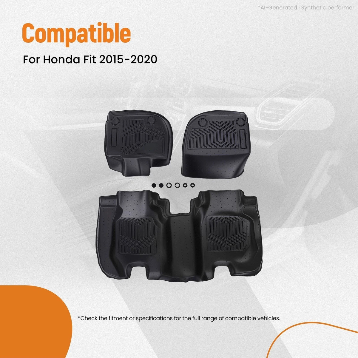 All-Weather Floor Mat Set for Honda (2015–2020) TPE Rubber Waterproof Black