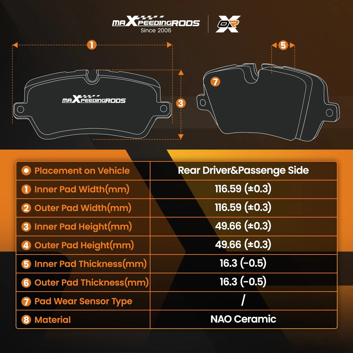 Set of 4 Rear Ceramic Brake Pads for Lincoln MKX MKT MKS (2009–2016) D1377 P-1377
