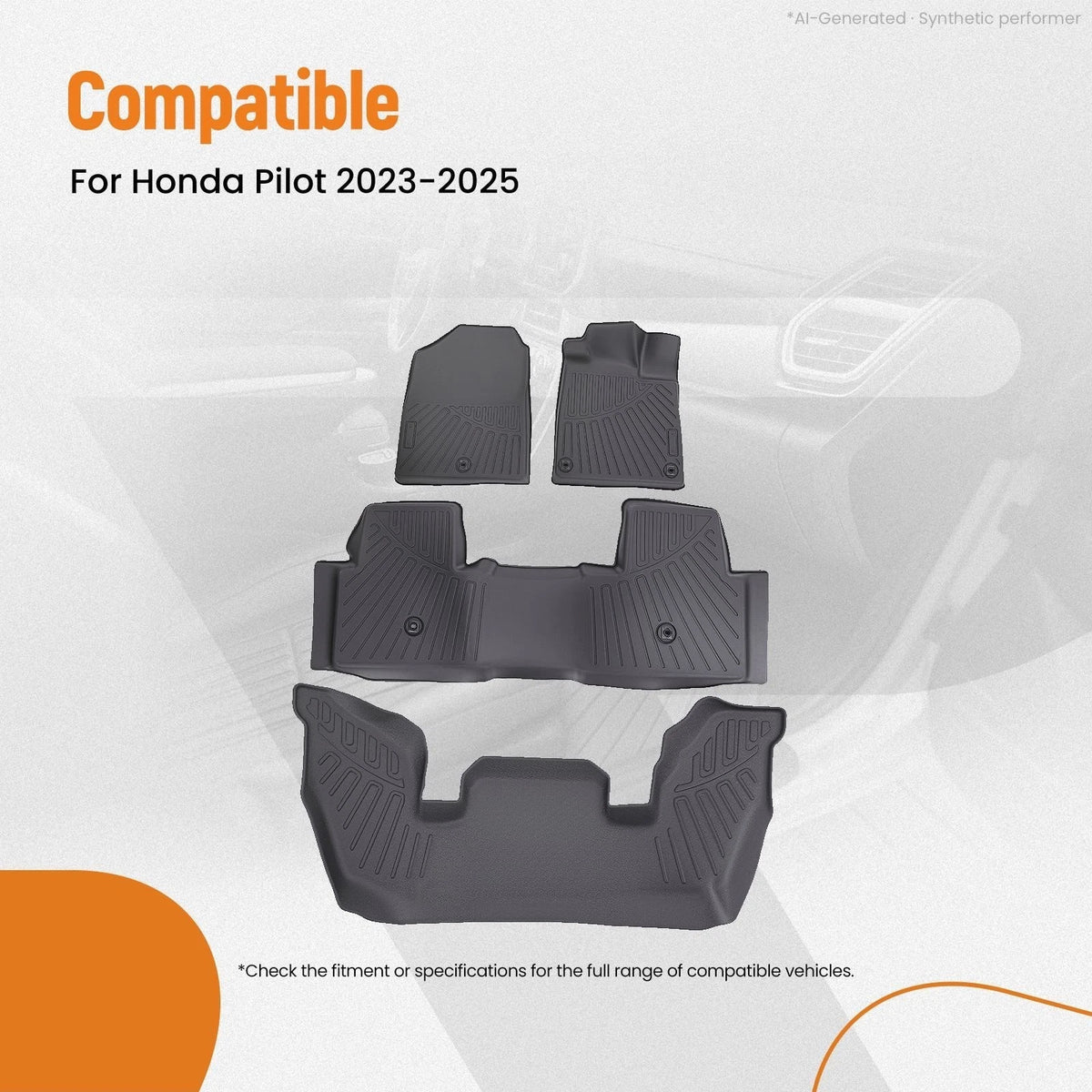 Set of 4 TPE All Weather Carpet Floor Mats for Honda Pilot (2023–2025)