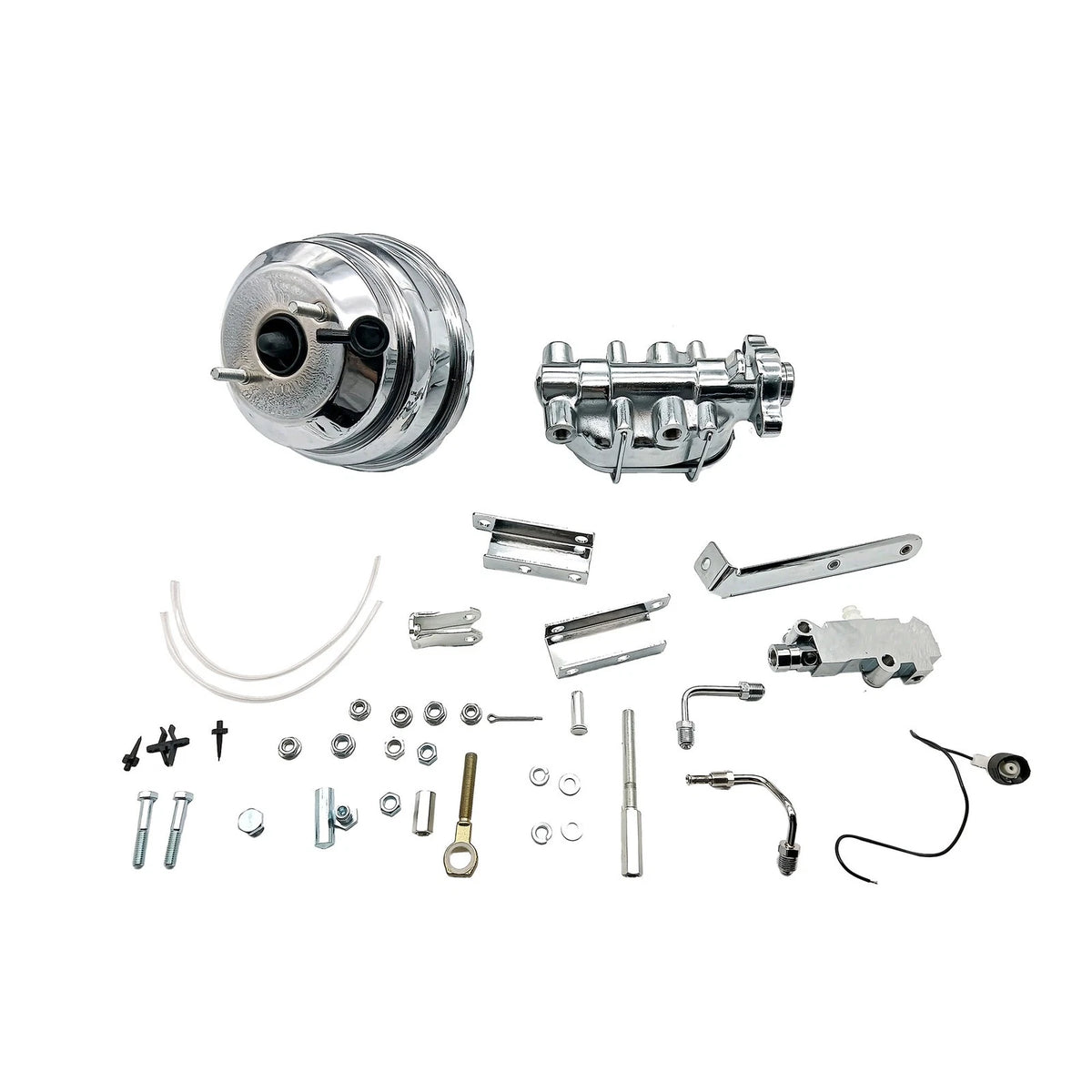 Chrome Disc Brake Booster Master Cylinder & Brackets Kit for Impala (1961–1966)