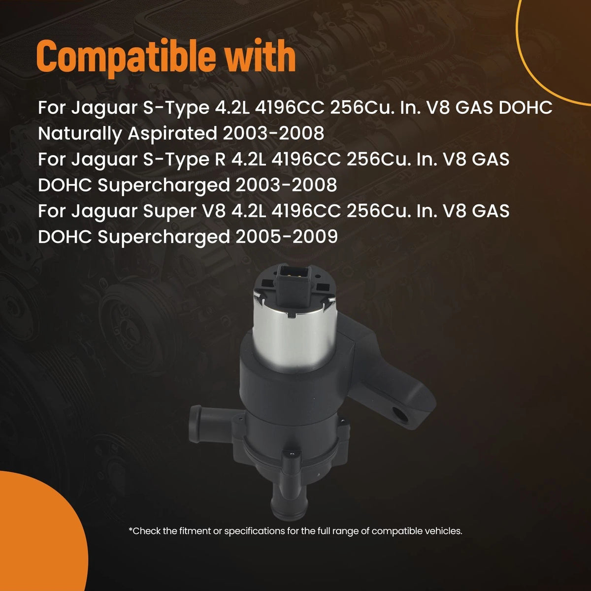 Coolant Water Pump for Jaguar XJR Super V8 XJ8 4.2L (2004–2009) C2C6517 902-090