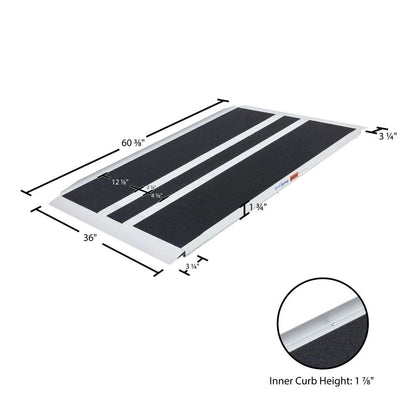 5' x 36" Aluminum Solid Threshold Ramp for Wheelchair/Scooter Access