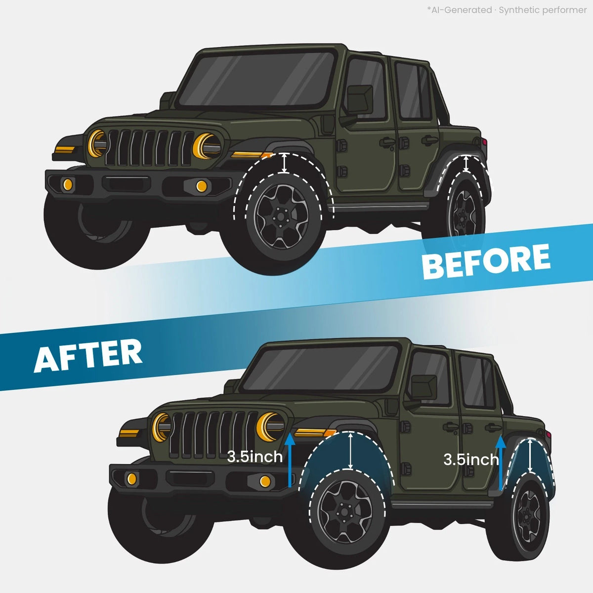 3.5" Lift Kit + Shock Absorbers for Jeep Wrangler JK Unlimited (2007–2018)