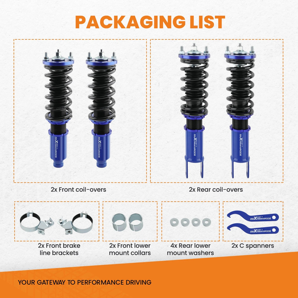 Coilover Kit for Honda Civic EJ EK EM DX CX (1996–2000) 4Pcs Height Adjustable