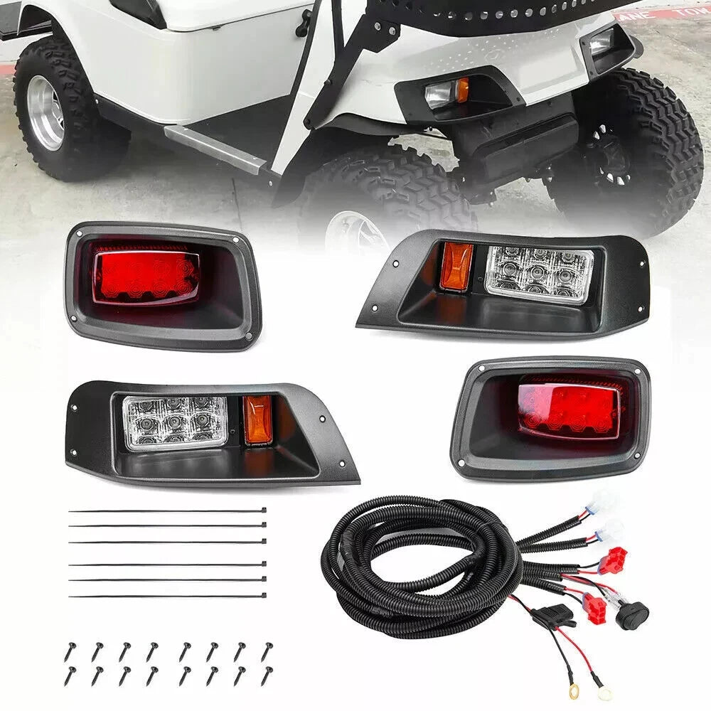 EZGO TXT Golf Cart LED Headlight & Tail Light Kit (1996–2013)