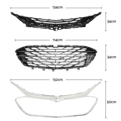 Set of 3 Chrome Front Upper Lower Grilles for Chevrolet Malibu (2019–2020)
