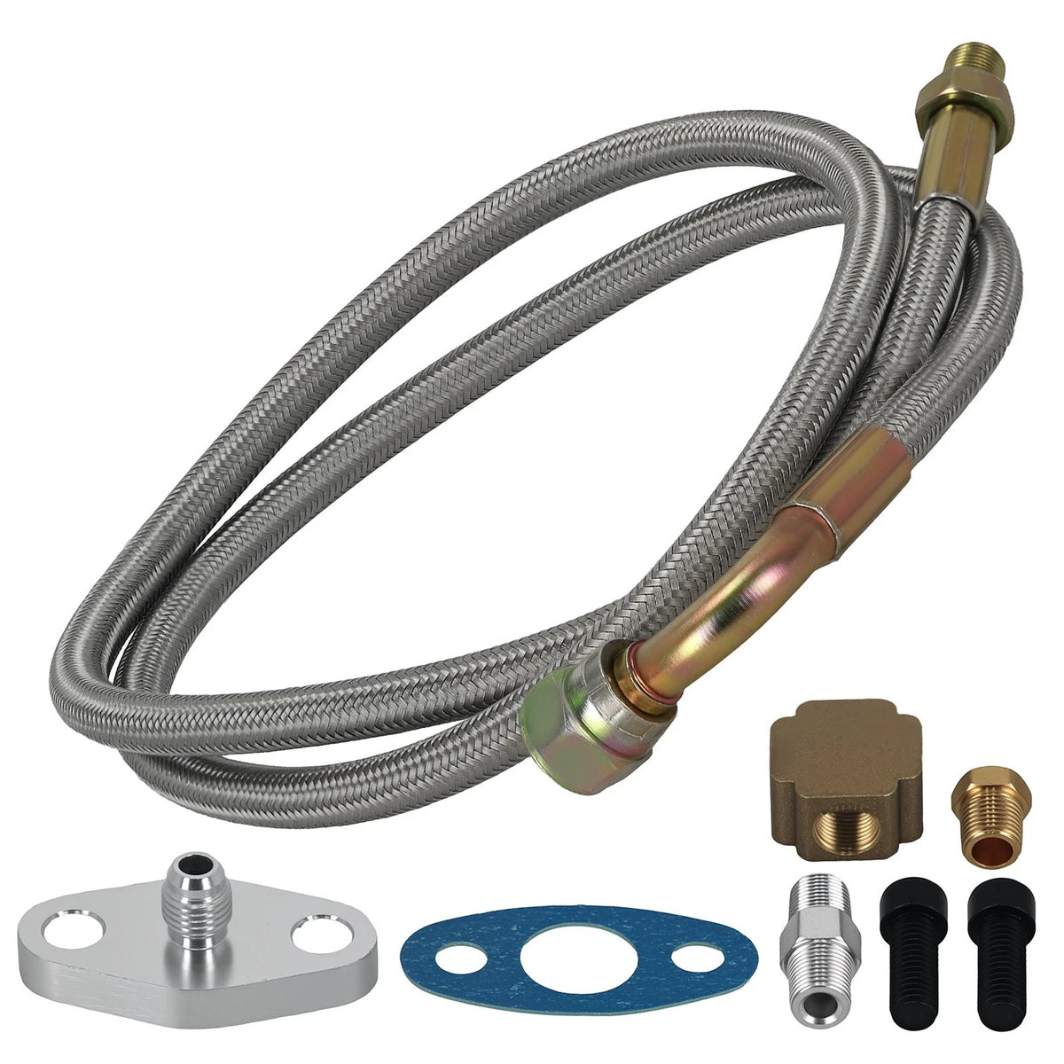 41" 90 Degree Oil Feed Line -4AN Male for T3 T4 T3/T4 T04E T70 T66 T67 GT35 GT45