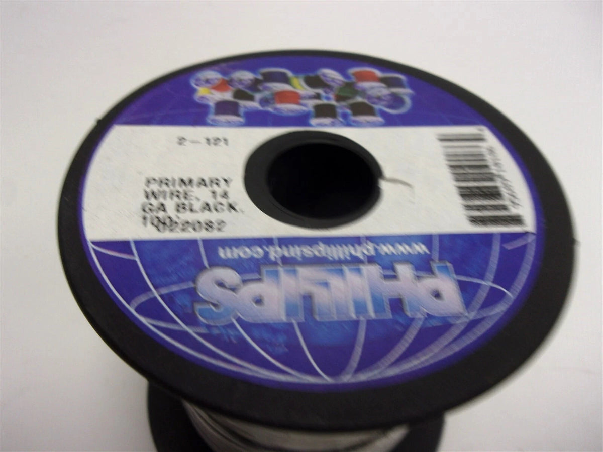 2-121 Phillips Primary Wire 14 Gauge Black 100' Spool SAE Type GPT