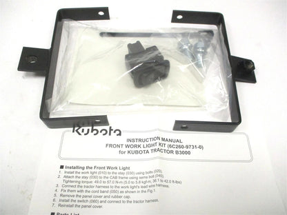 Front Work Light Kit for Kubota B3000 B7350 (6C260-97311, T1275-75303)