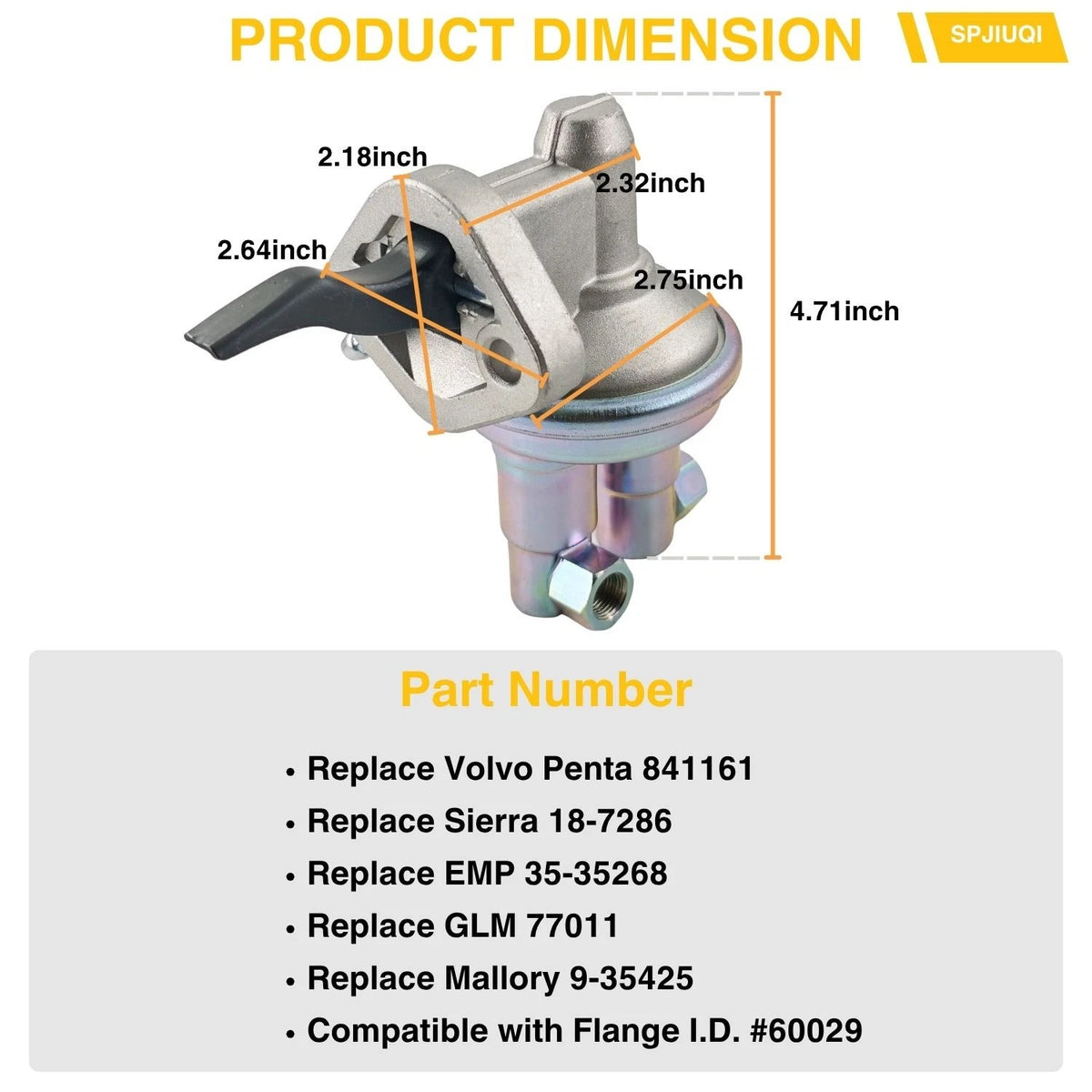 841161 Mechanical Fuel Pump for Volvo Penta AQ151A B C AQ250A B AQ251A (1970–1990)