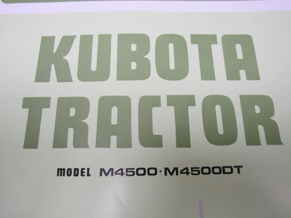 Operators Manual for Kubota M4500 M4500DT 35450-99710