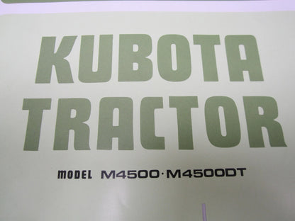 Operators Manual for Kubota M4500 M4500DT 35450-99710