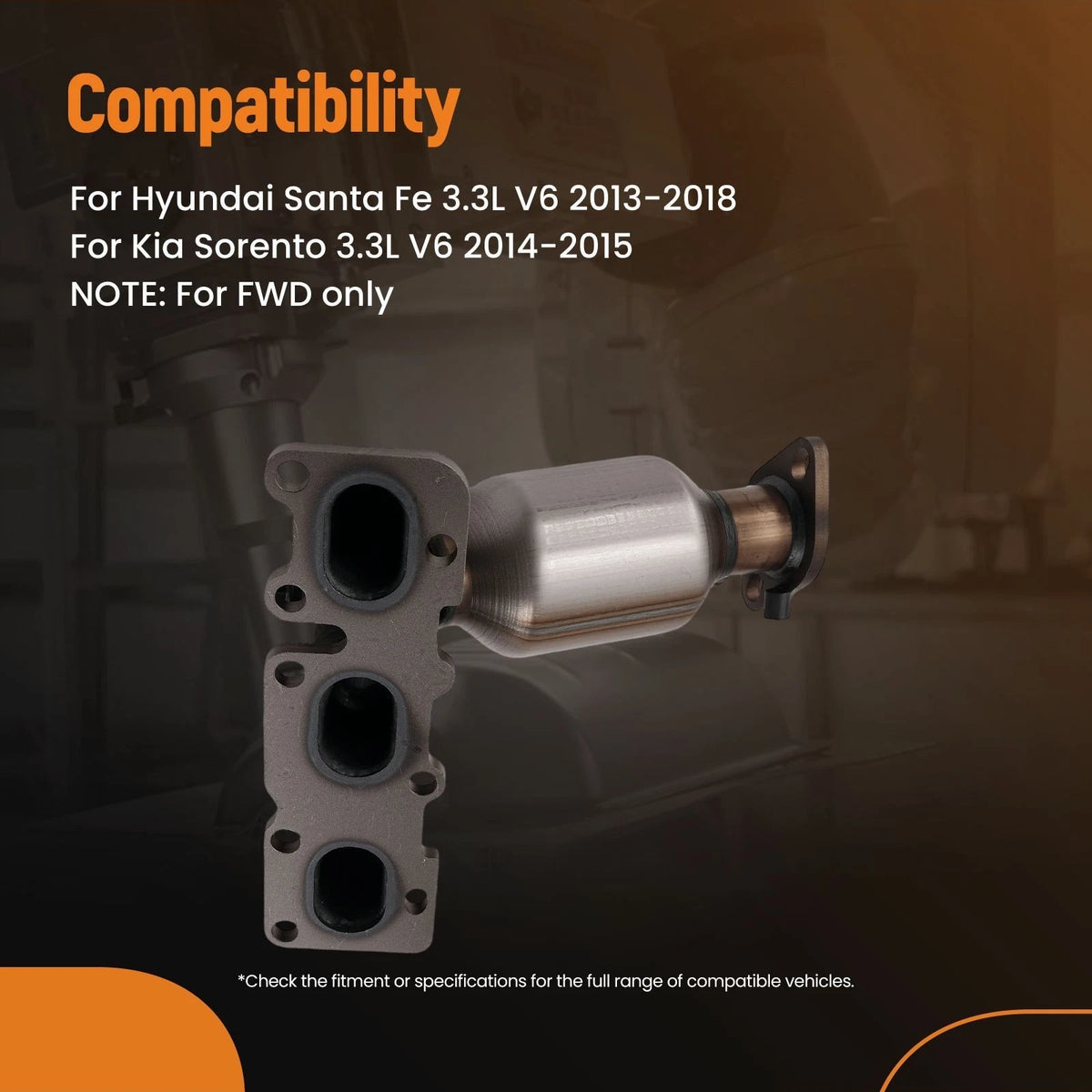 Catalytic Converter Kit for Hyundai Santa Fe & Kia Sorento 3.3L FWD (2013–2018)