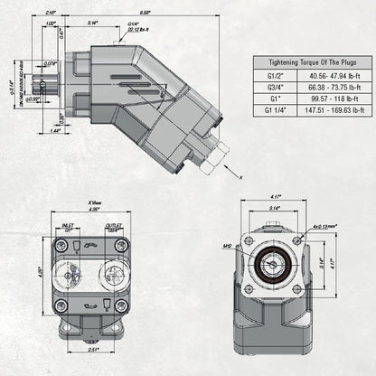 Aluminum Bent Axis Hydraulic Pump 17 GPM for
