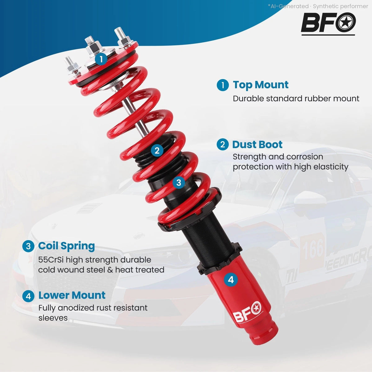 Coilovers Lowering Kit for Honda CR-V (1997–2001) Height Adjustable
