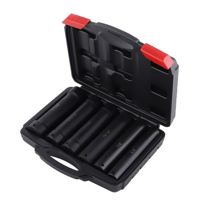 Set of 6 Extended Length Impact Sockets 1/2 Inch Drive