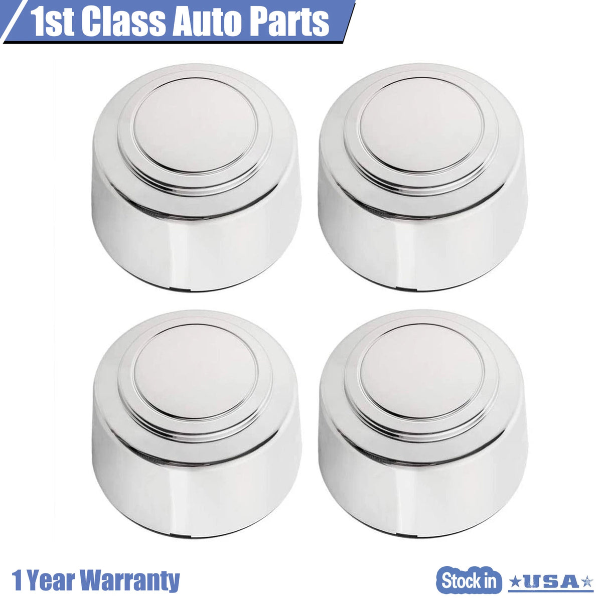 Set of 8 Lug Chrome Wheel Center Hub Caps for Ford E-250 (1995–2008)