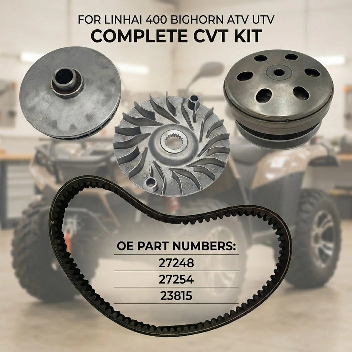 Primary Secondary Driven Clutch Pulley Belt for Linhai 400 Bighorn (2000–2023)