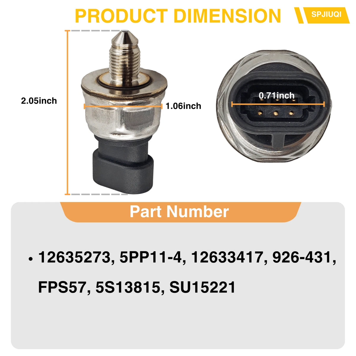Fuel Rail Pressure Sensor for GMC Buick Chevrolet Regal Equinox (2000–2023) 12635273 5PP11-4