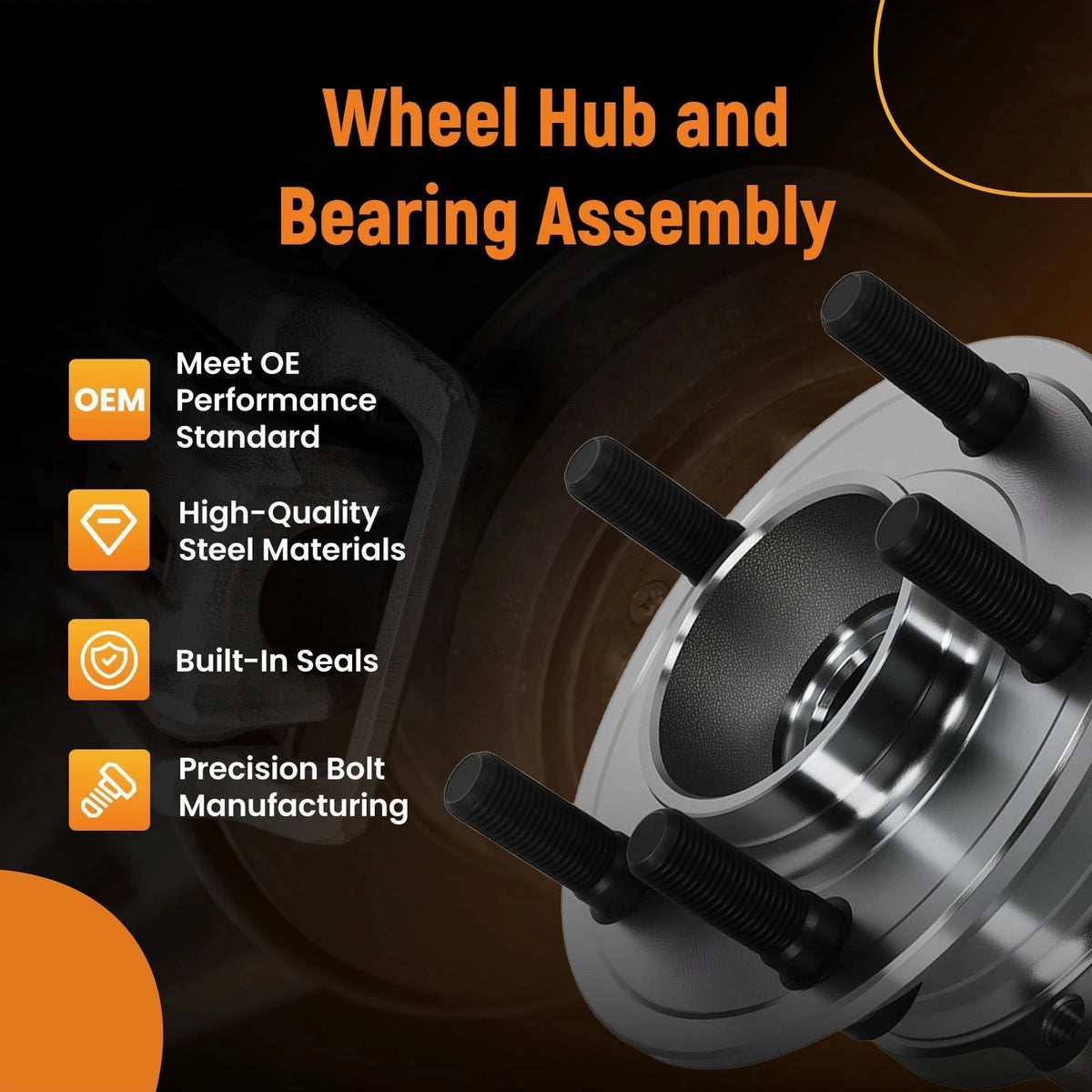 Set of 2 Rear LH RH Wheel Hub Bearing Assembly for Chrysler 300 (2005–2009) 512301
