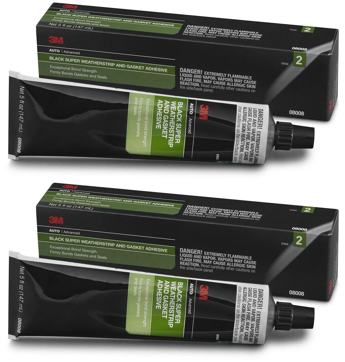 2X 3M 08008 Super Black Weather-strip Gasket Adhesive for Automotive (N/A)