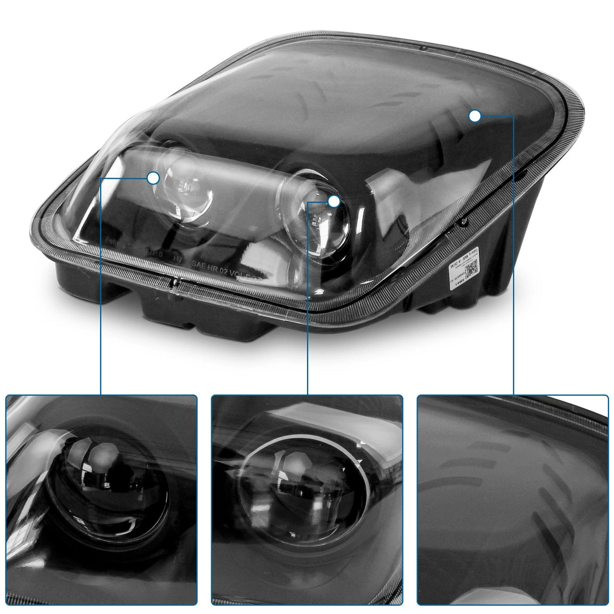 Replacement Projector Headlights for Chevy Corvette (1997–2004) Matte Black