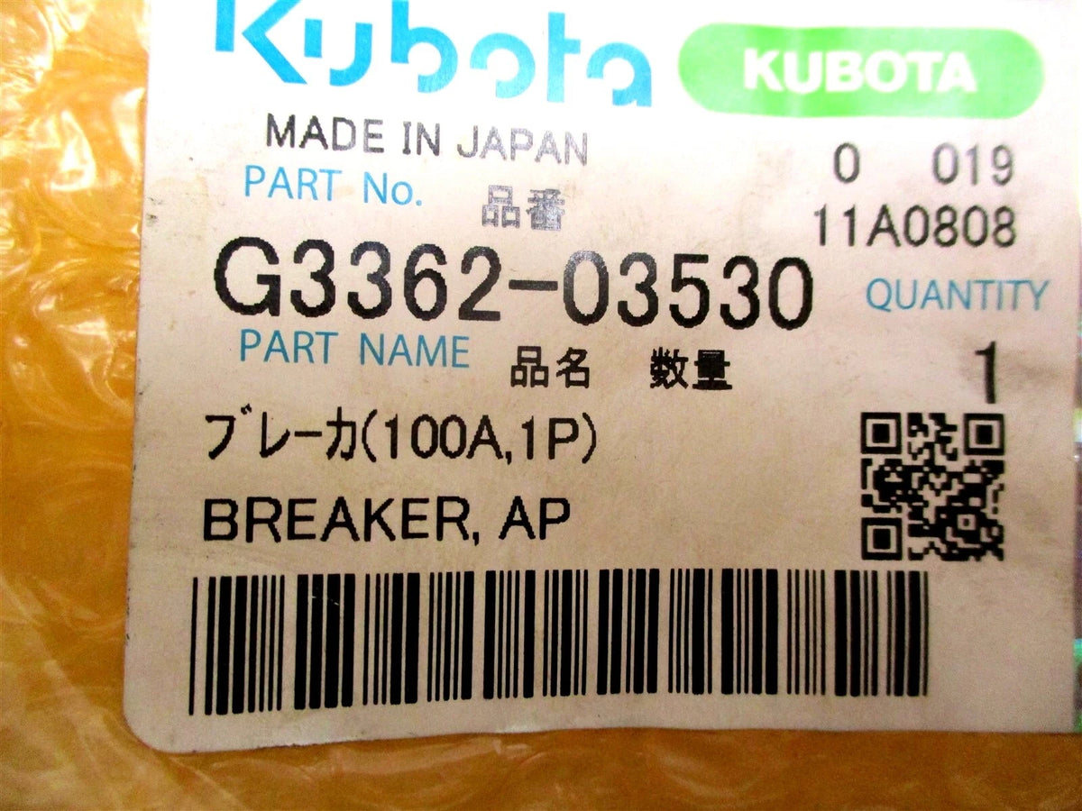 G3362-03530 AP Breaker for Kubota SQ-33-USA-SW (1 Pole 100A)