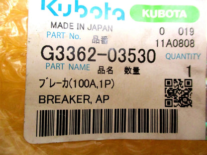 G3362-03530 AP Breaker for Kubota SQ-33-USA-SW (1 Pole 100A)