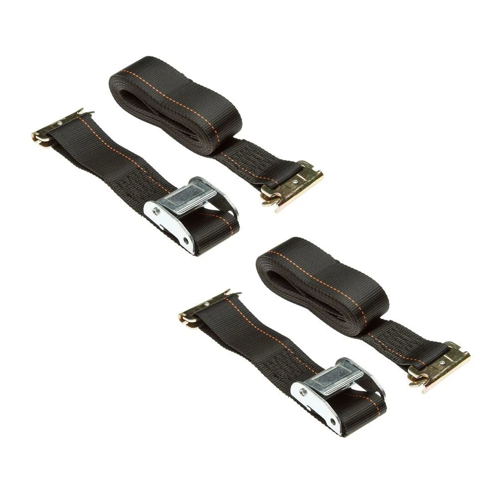 2-Pack 2" x 12' Cam Buckle Cargo Tie-Down Straps E-Fittings