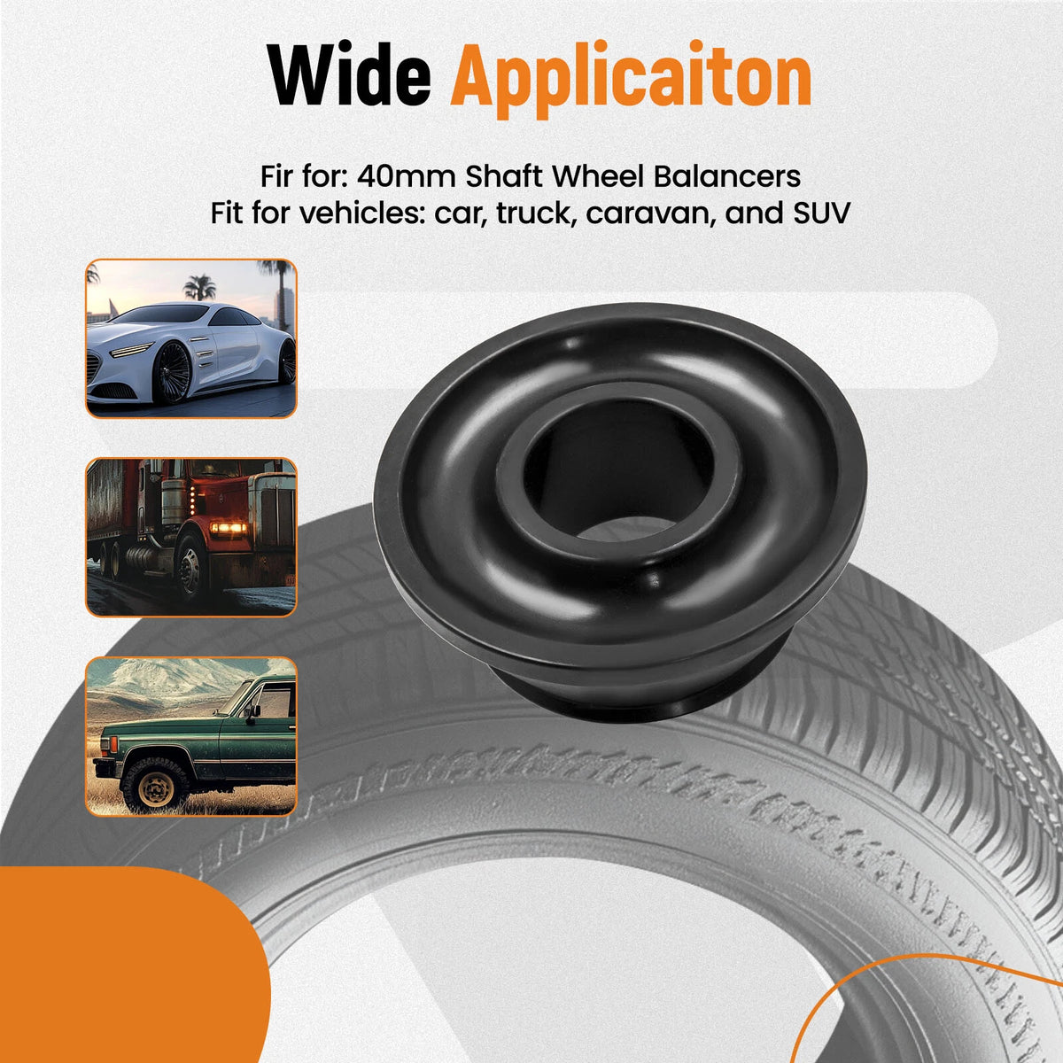 Set of 4 Tire Balancer Cones for SUV Truck Caravan 40mm Shaft Carbon Steel