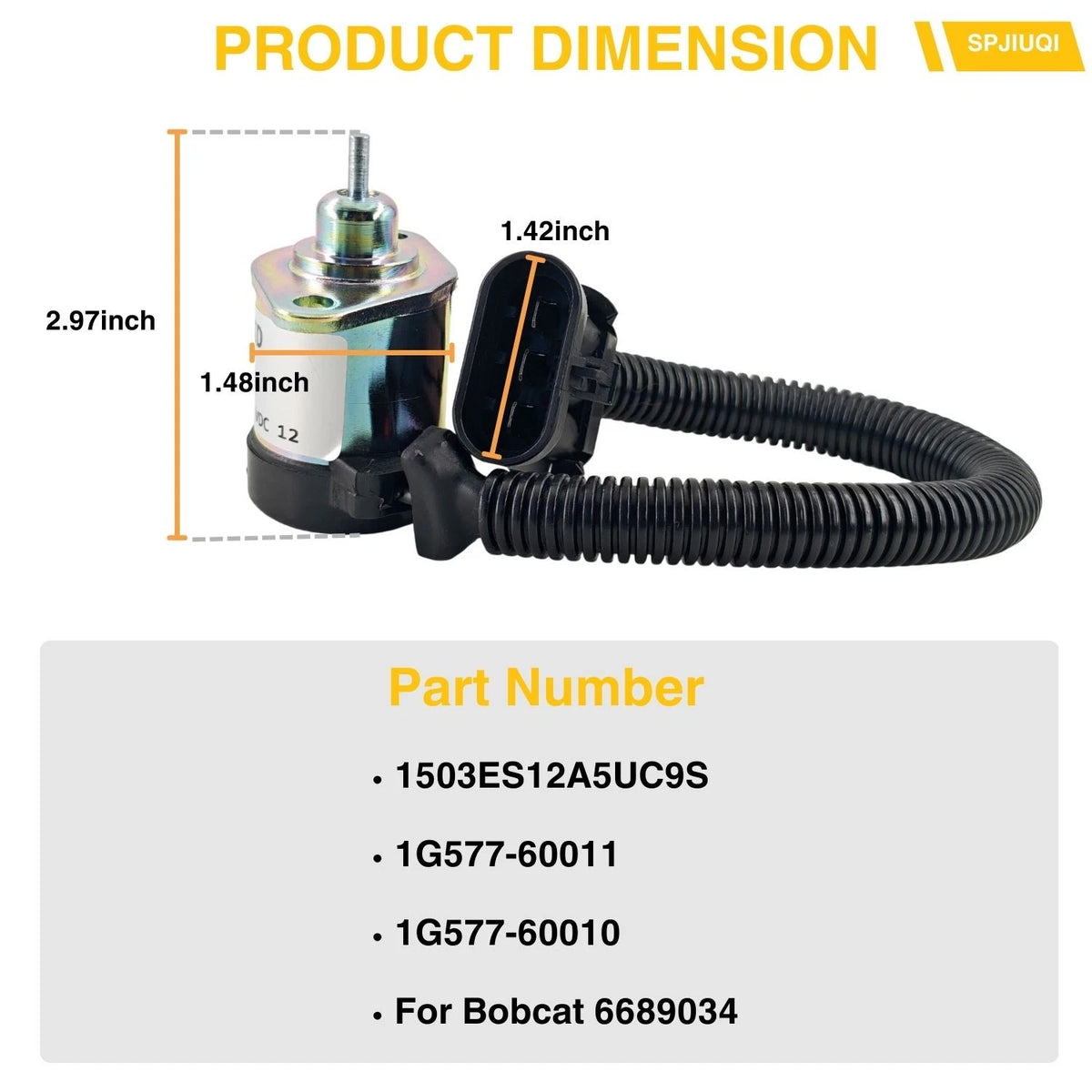 Fuel Shut Off Solenoid Valve 1G577-60011 for Bobcat 6689034 (12V)